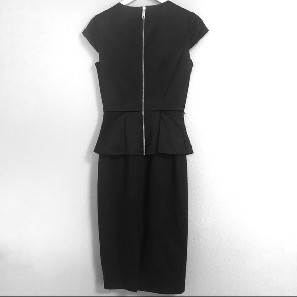 Ted Baker Black Lenci Midi Peplum Dress - Size 0 - Picture 9 of 14